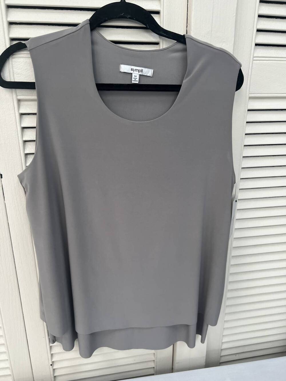 NEW SYMPLI women's sleeveless double layer shell top in taupe